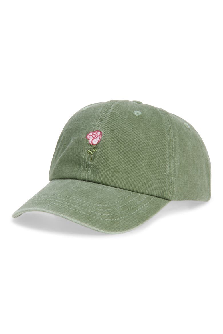 Embroidered Baseball Cap, Main, color, GREEN FLORAL GRAPHIC