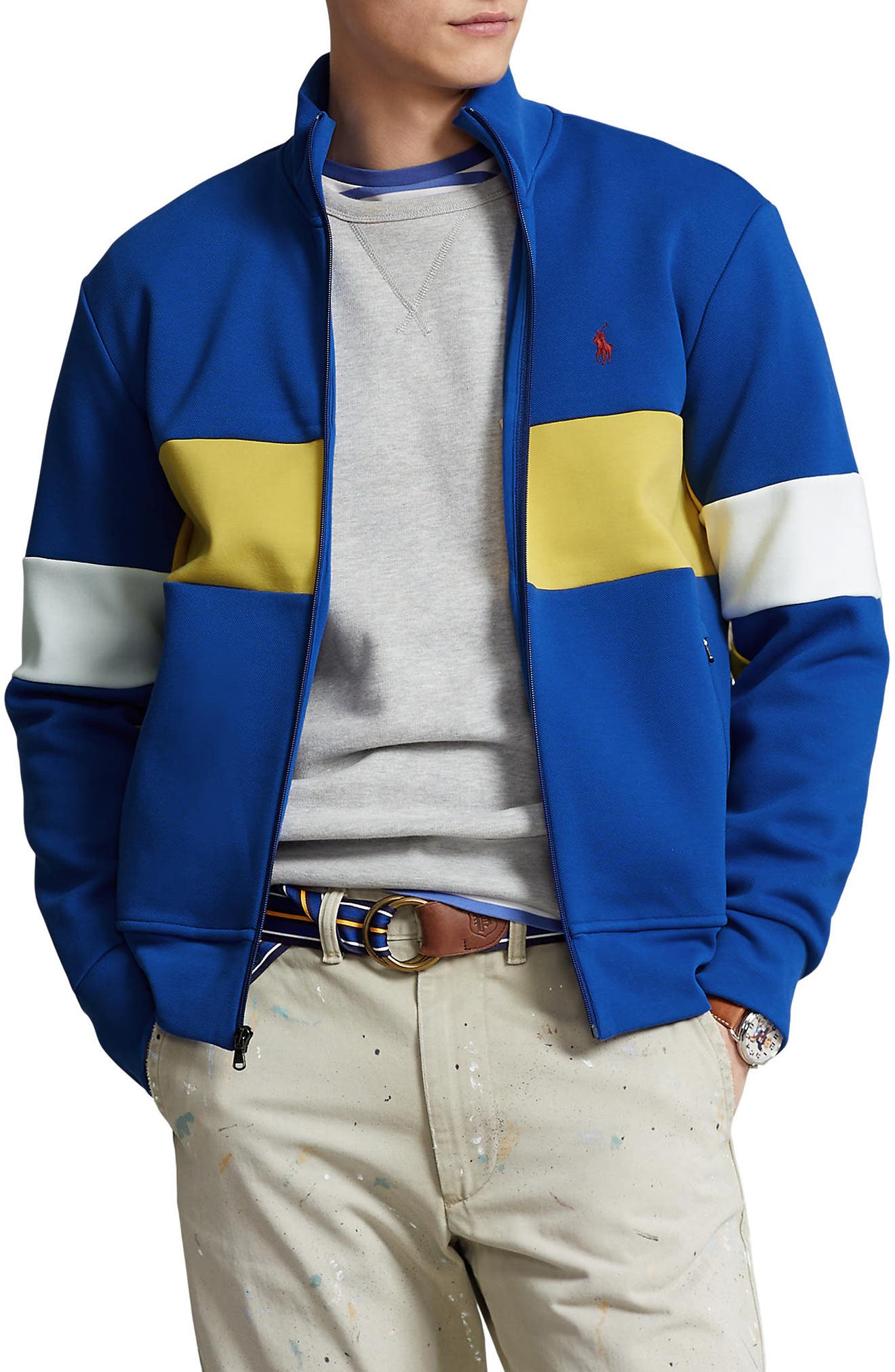 Polo Ralph Lauren Colorblock Logo Embroidered Double Knit Mesh Track ...