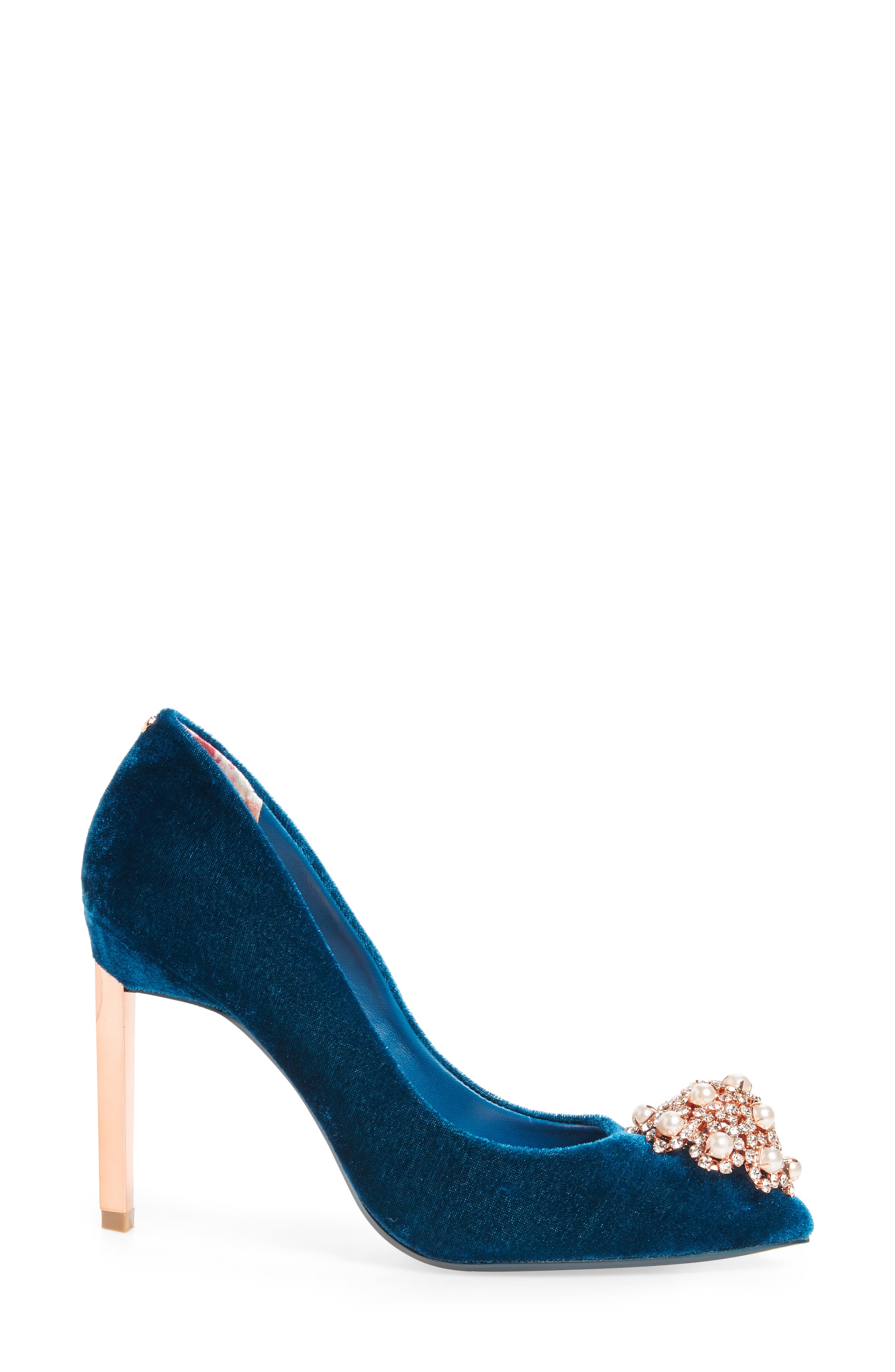 Peetchv Embroidered Pump, Alternate, color, DARK BLUE FABRIC