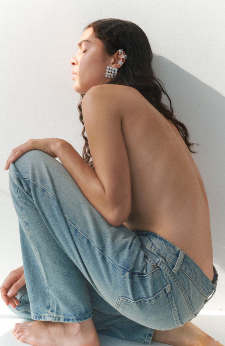 COMPLETEDWORKS Cubic Zirconia Grid Stud Earrings, Alternate, color, Rhodium