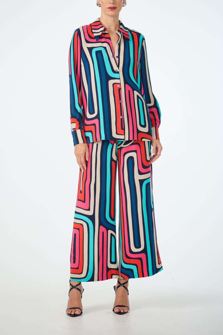 Cubism Printed Cropped Drapey Pant, Alternate, color, Multi