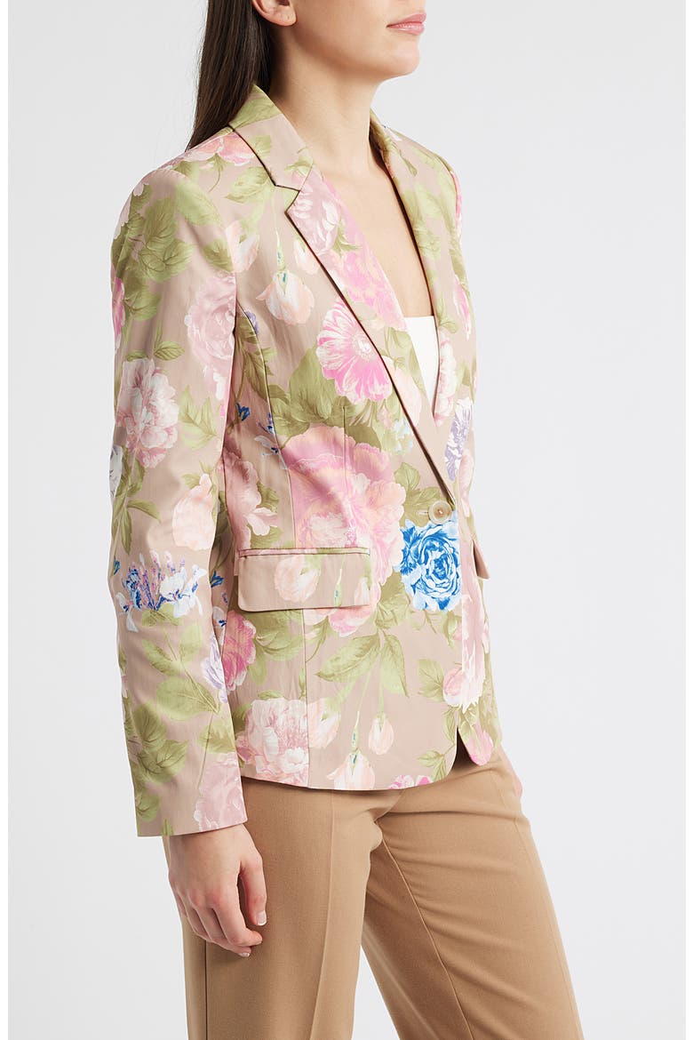 Floral Sateen Blazer, Alternate, color, TAUPE MULTI