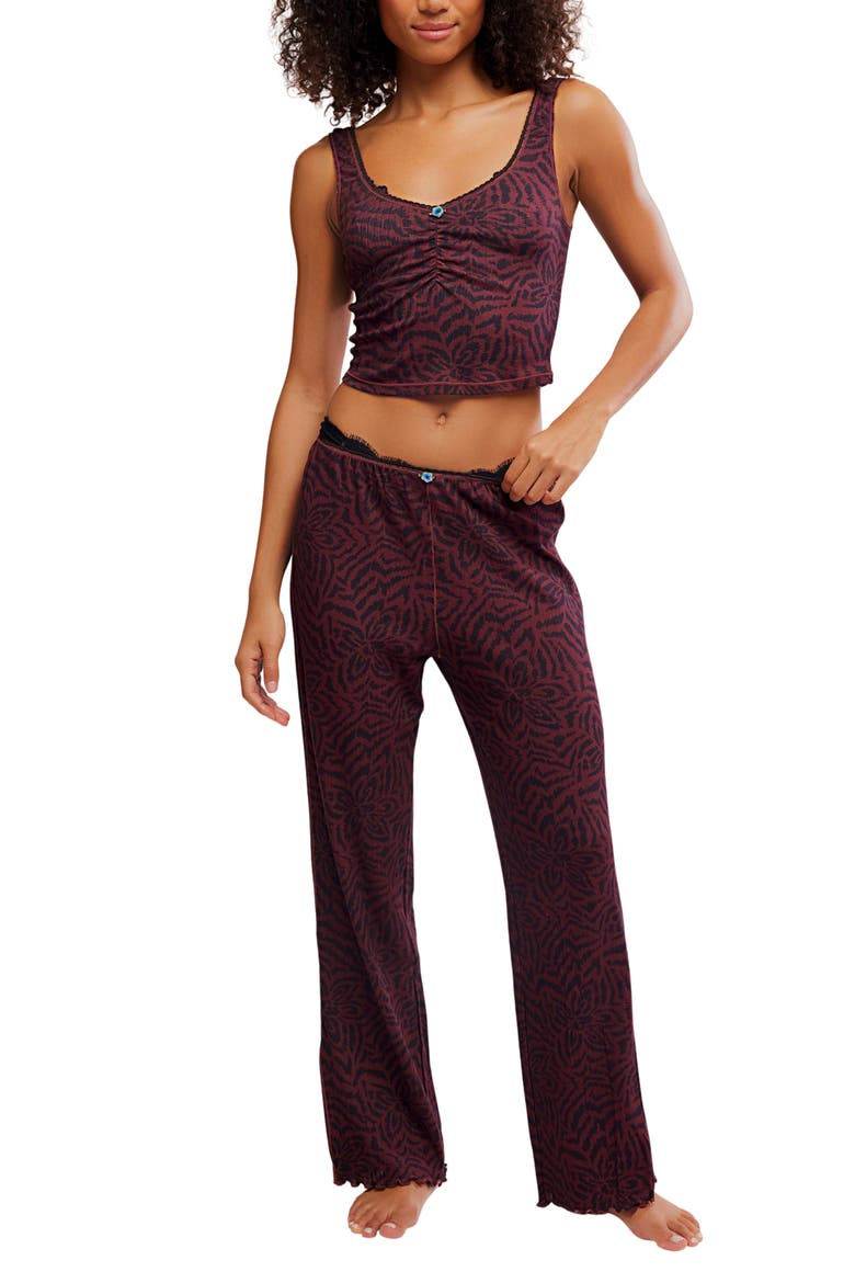 Intimately FP Fresh in Love Lounge Set, Main, color, BLACK/ BURGUNDY