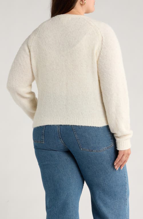 Treasure & Bond Rolled Crewneck Cardigan In White