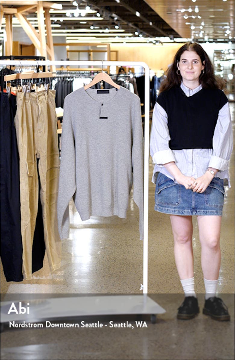 Gender Inclusive Waffle Knit Henley Sweater, sales video thumbnail