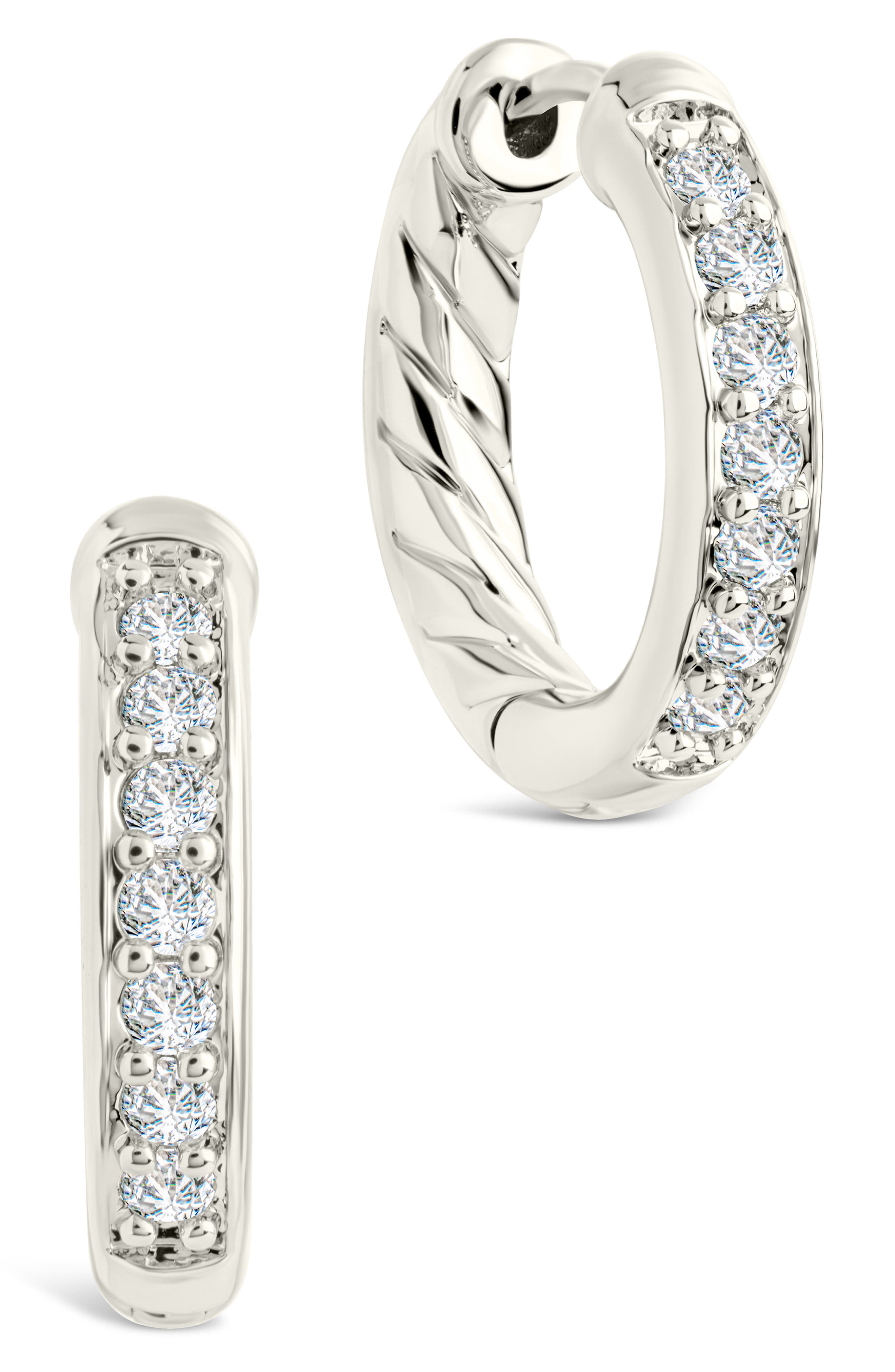 Sterling Forever Dylan Cubic Zirconia Micro Hoop Earrings