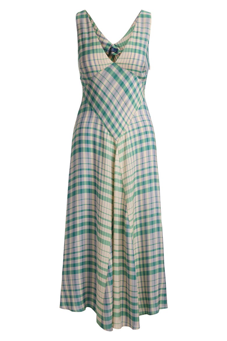 Plaid Sleeveless Twill Maxi Dress, Alternate, color, 2009 BLUE-LIGHT MAUVE PLAID