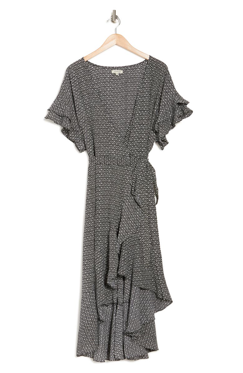 MAX STUDIO Short Sleeve Wrapped Midi Dress, Alternate, color, 