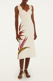 FARM Rio Strelitzia Placed Floral Linen Dress