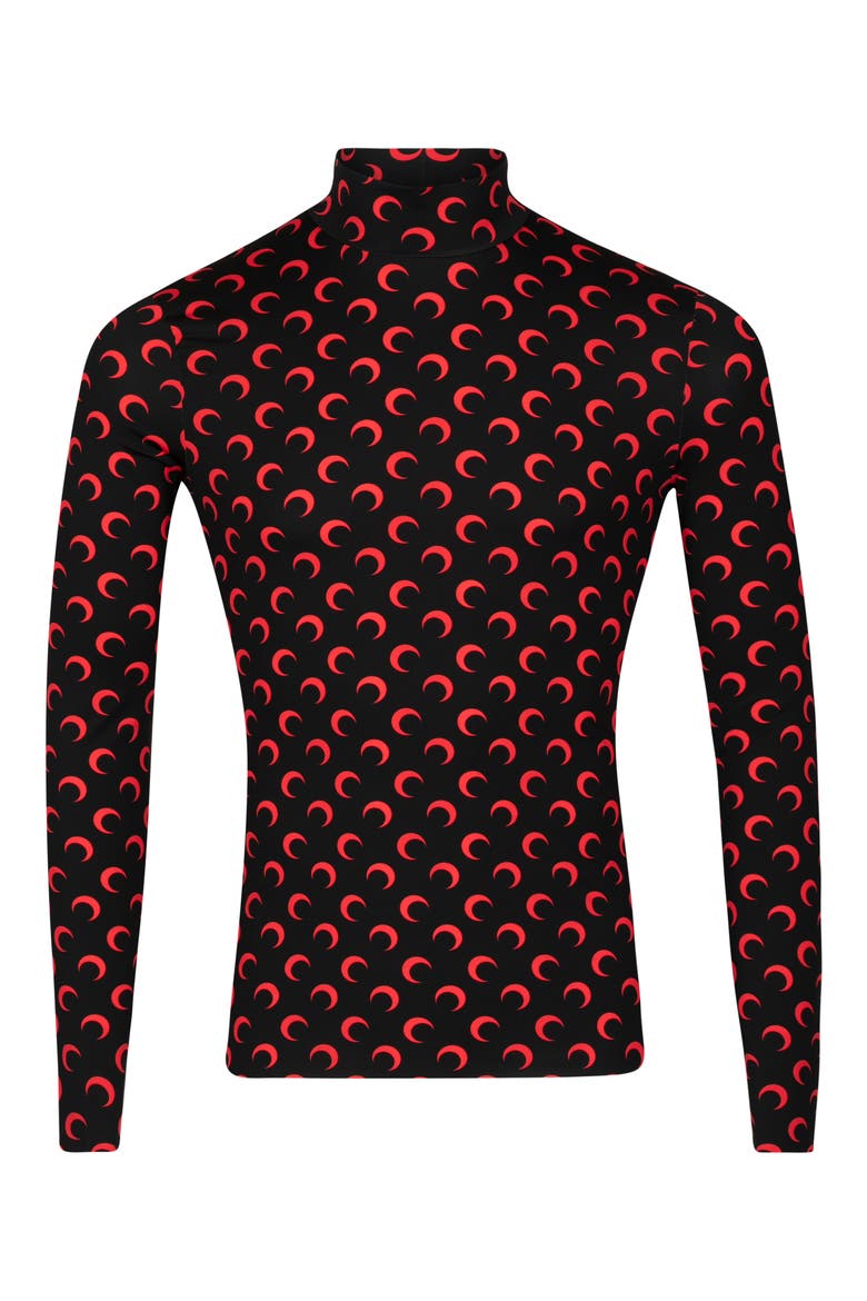 Gender Inclusive Second Skin Mock Neck Top, Main, color, ALL OVER MOON RED