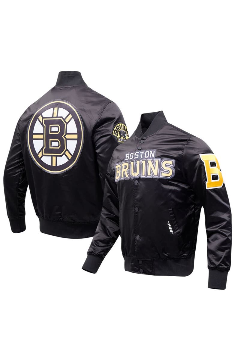 PRO STANDARD Men's Pro Standard Black Boston Bruins Classic Satin Full-Snap Jacket, Alternate, color, Black