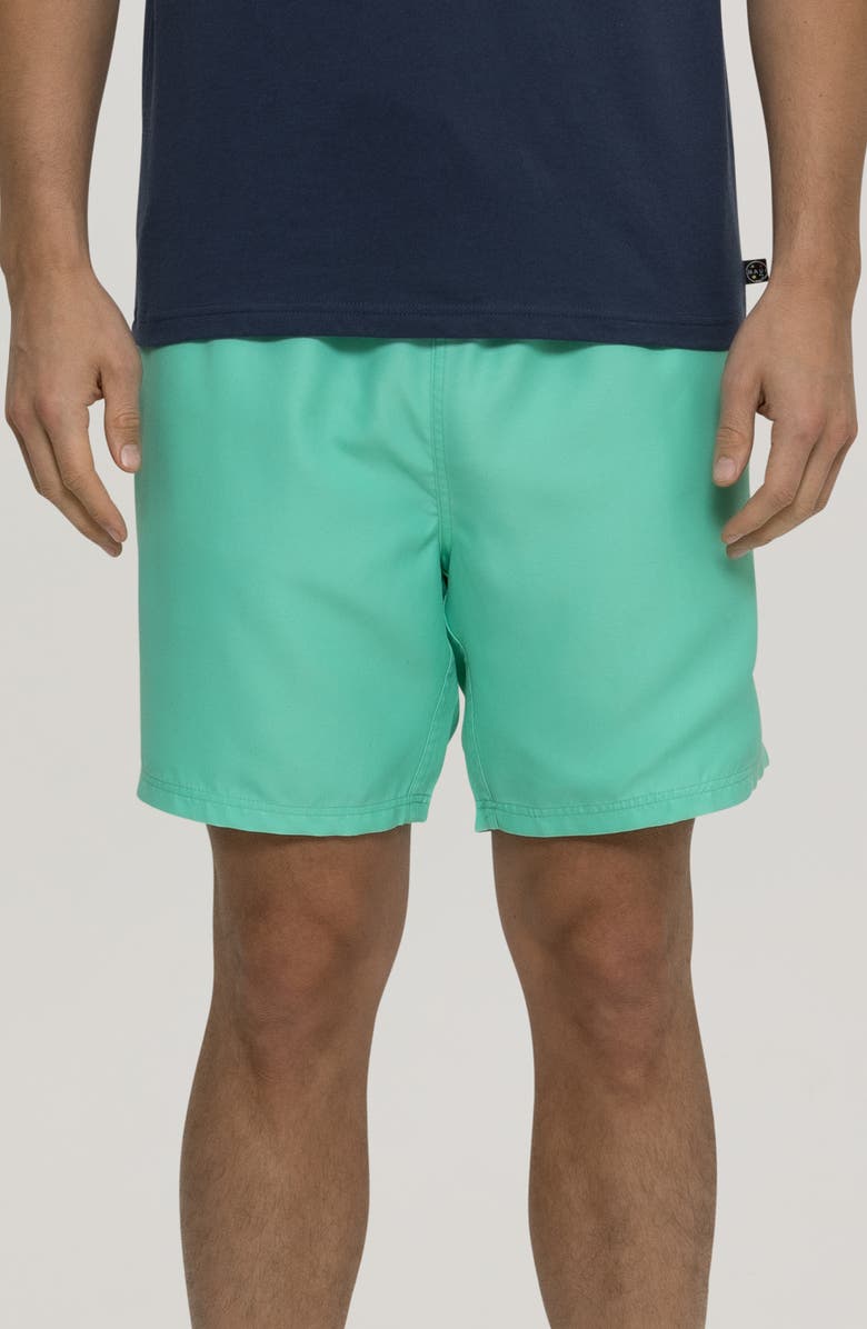 Maui & Sons Party On Microfiber Swim Trunks, Main, color, Mint