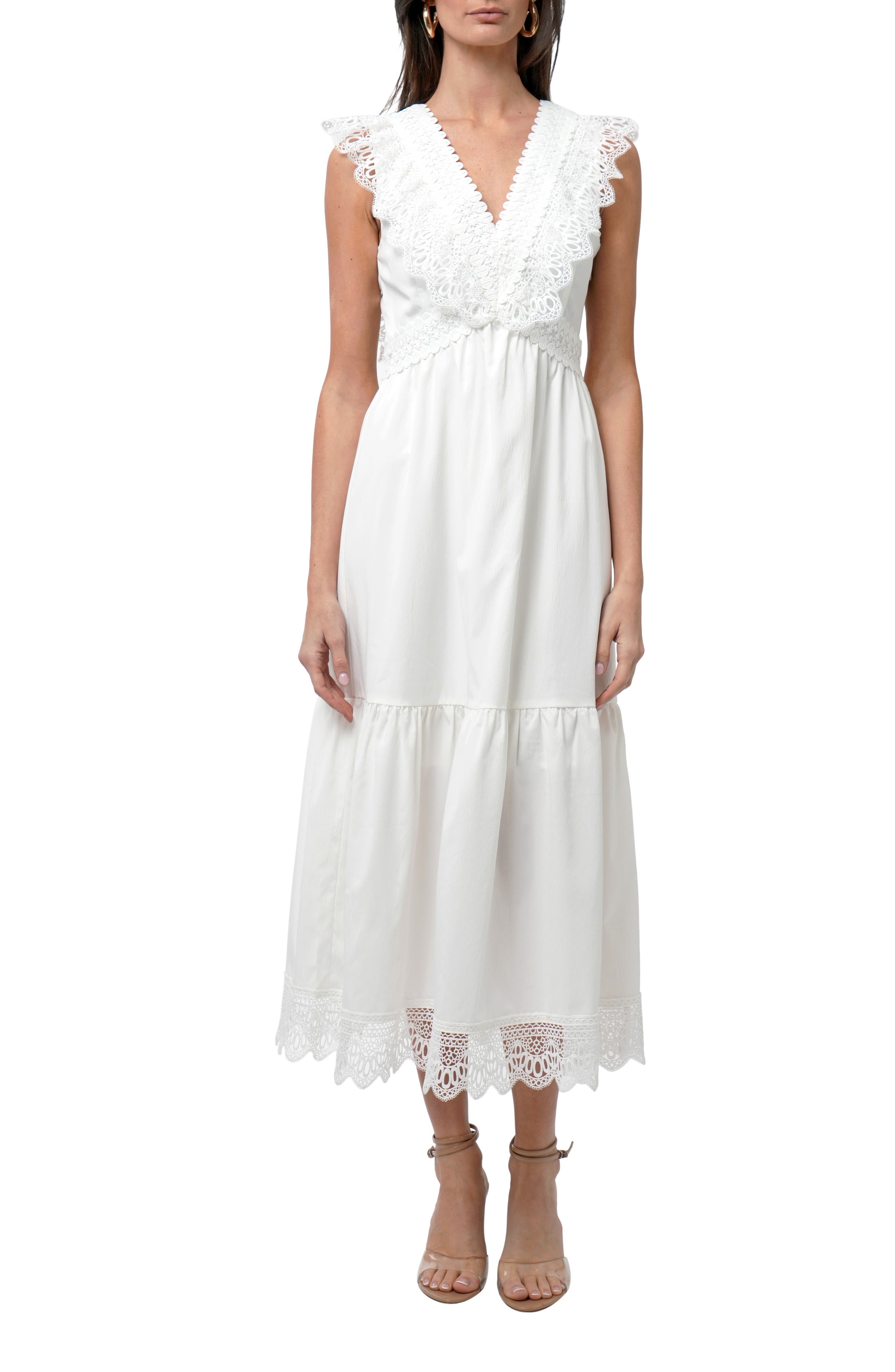 Adelyn Rae Adaline Floral Lace Trim Maxi Sundress