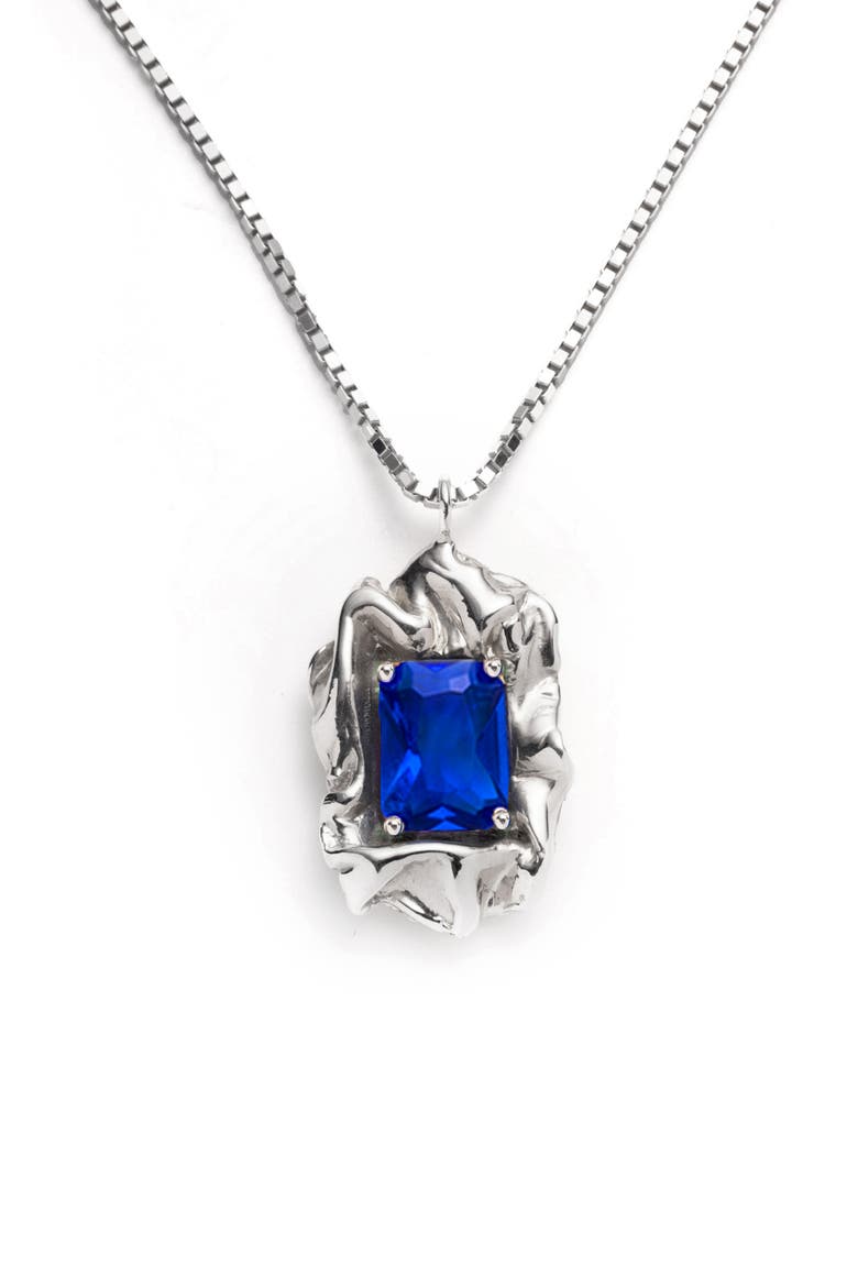 Edith Crystal Pendant Necklace, Alternate, color, SILVER - SAPPHIRE