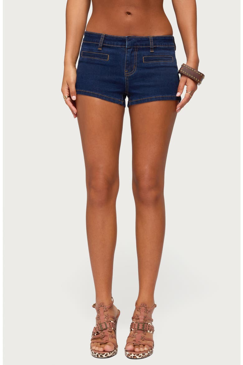Alita Low Rise Denim Micro Shorts, Main, color, DARK-BLUE