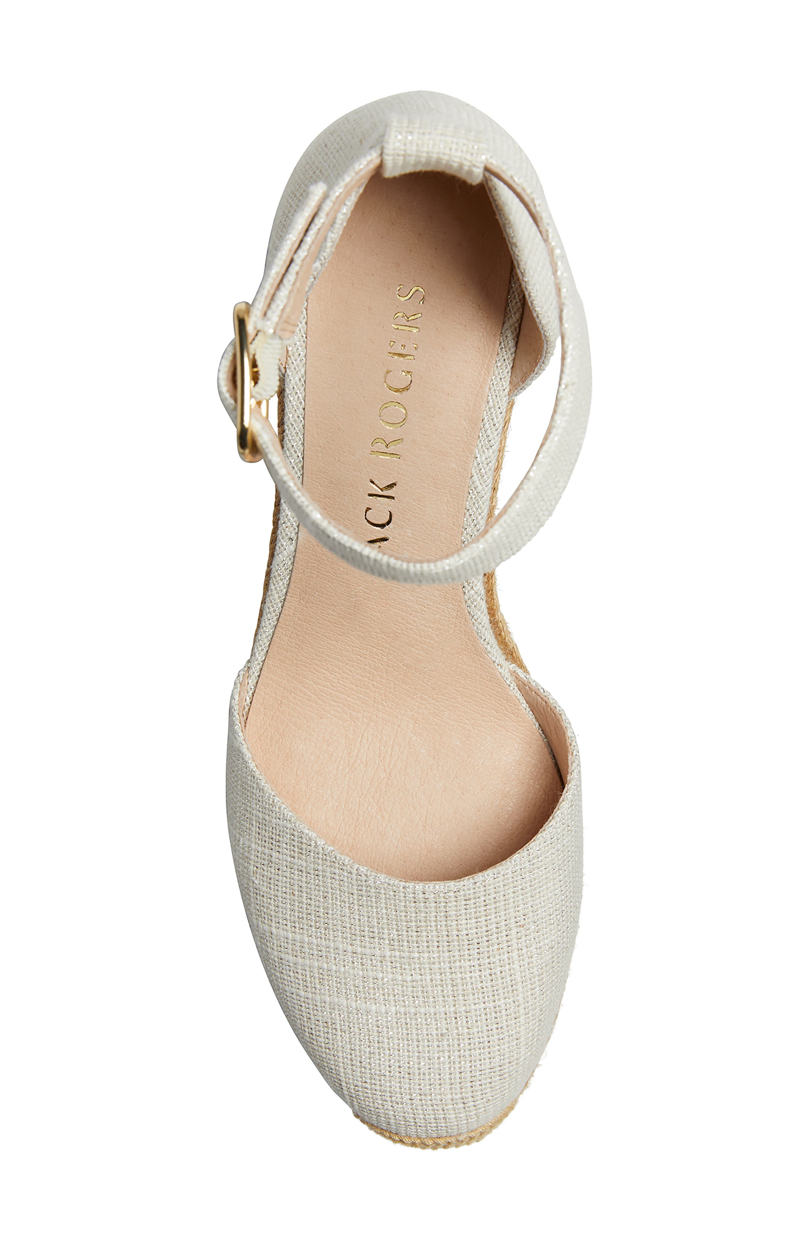 Palmer Ankle Strap Espadrille Wedge, Alternate, color, WHITE SILVER LINEN