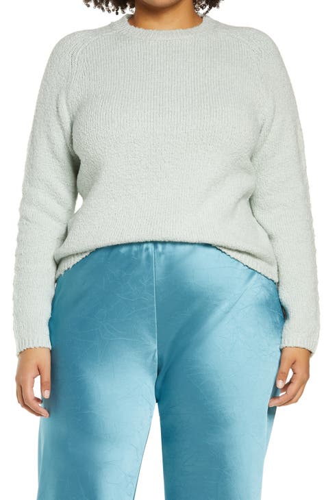 Crewneck Organic Cotton Blend Pebbled Sweater (Plus)