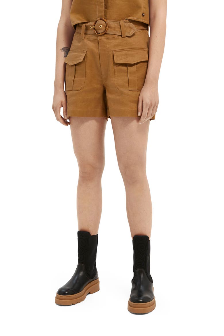 Belted Utility Shorts, Main, color, SAND