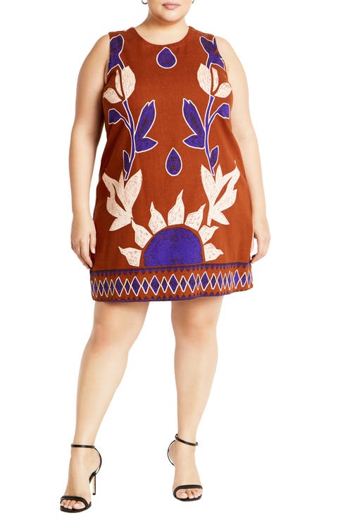Nala Print Sleeveless Minidress (Plus)