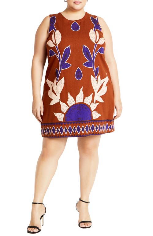 City Chic Nala Print Sleeveless Minidress In Brown