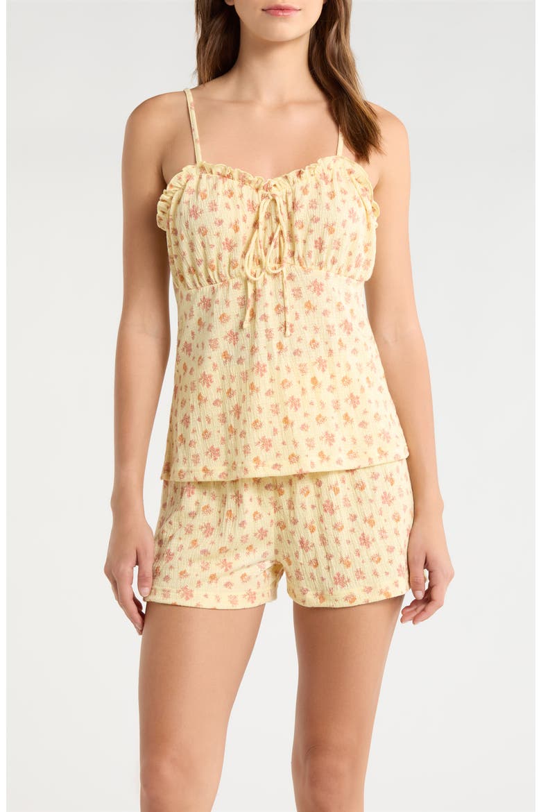 Ruffle Trim Short Pajamas, Main, color, PALE YELLOW