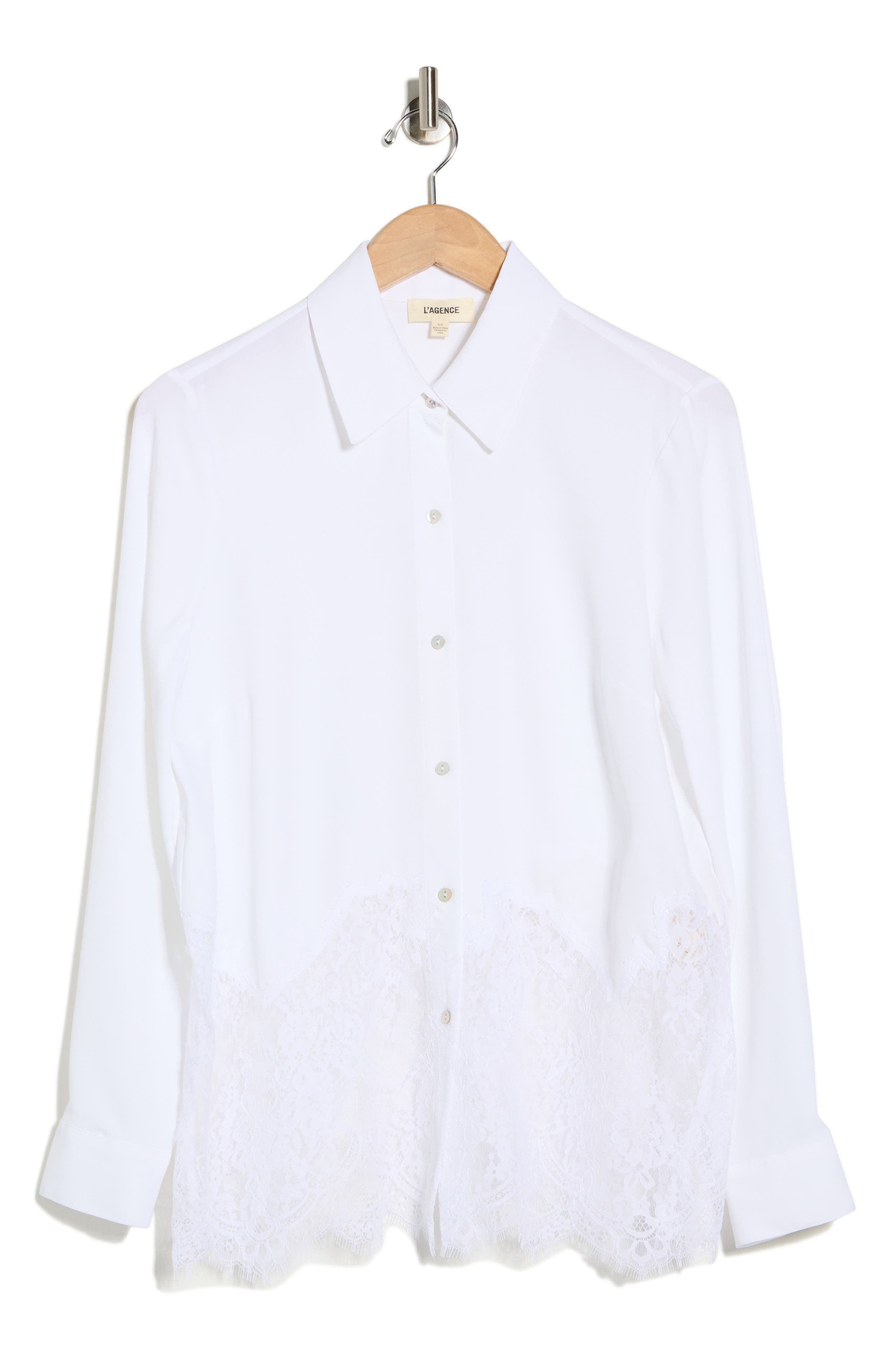 L'AGENCE Adalee Lace Trim Button-Up Shirt