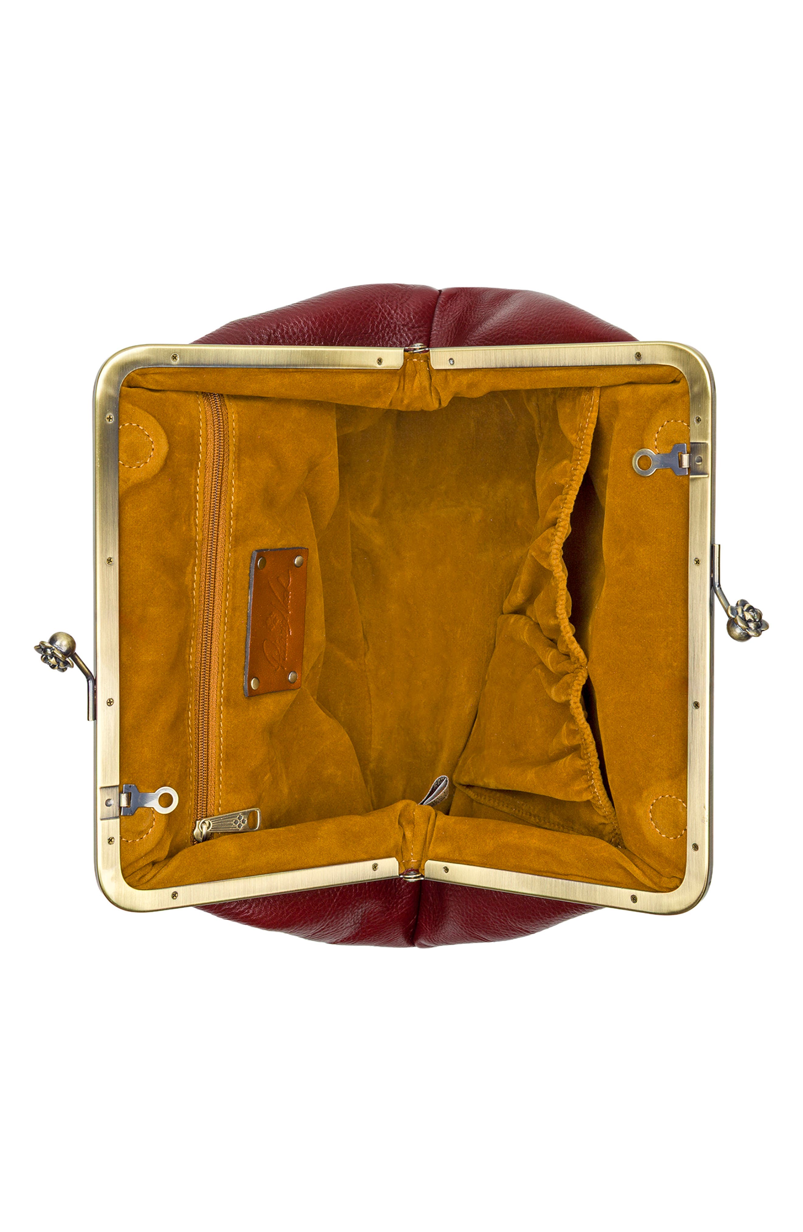 Sofia Small Frame Leather Crossbody Bag, Alternate, color, MAROON