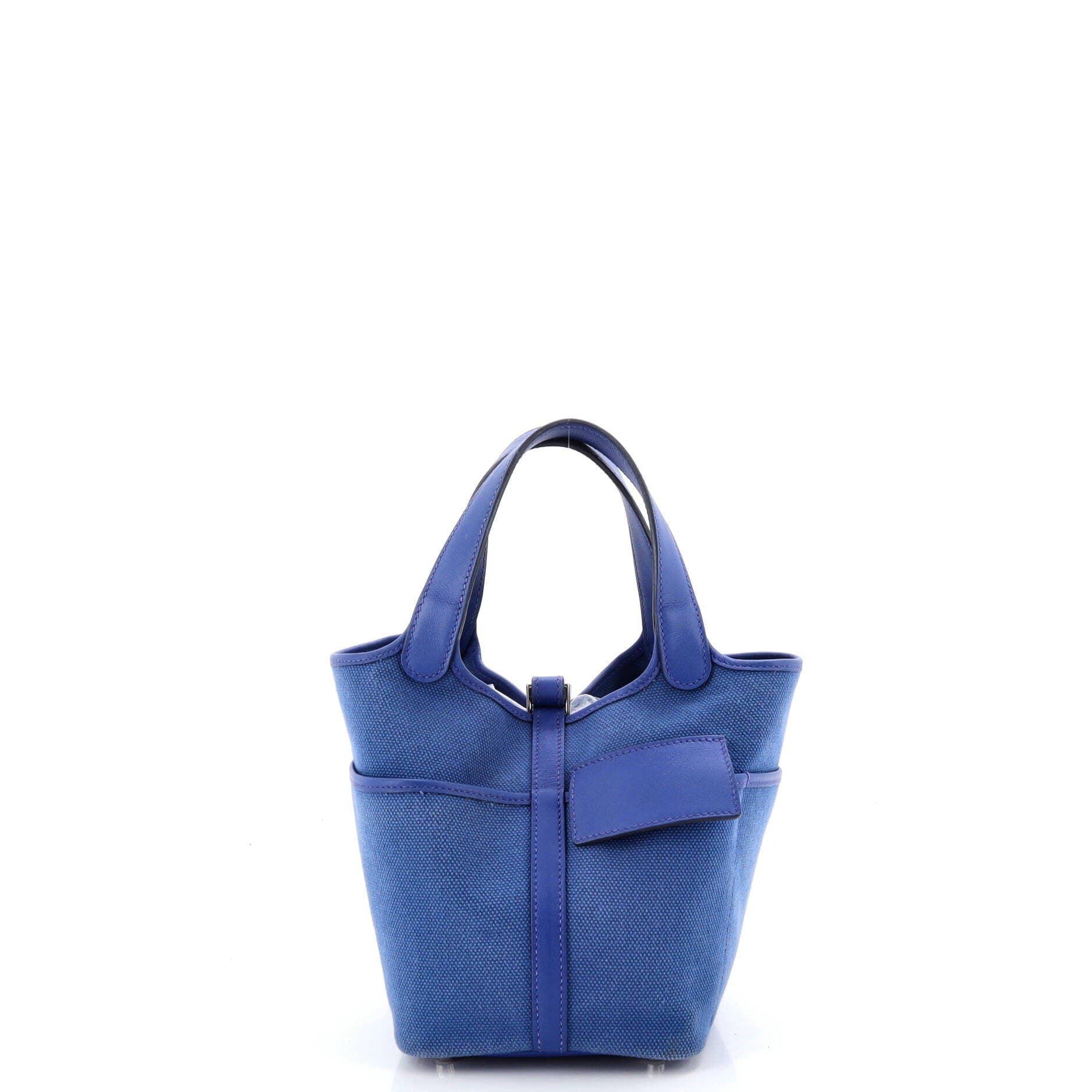 Pre-Owned Hermes Cargo Picotin Lock Bag Canvas and Swift PM, Alternate, color, Bleu Royal