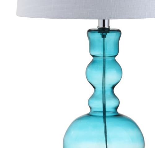 Jonathan Y Genie 28.5" Glass Led Table Lamp In Aqua