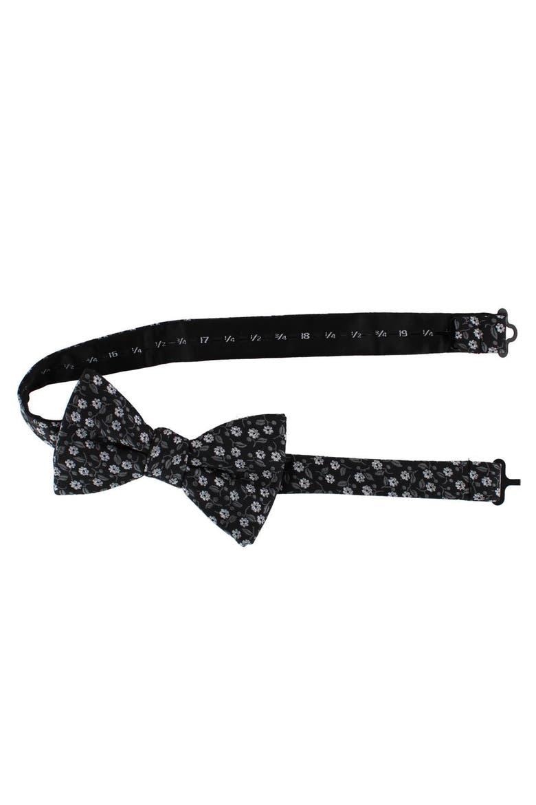 Metallic Flowers and Leaves Bowtie, Alternate, color, Black