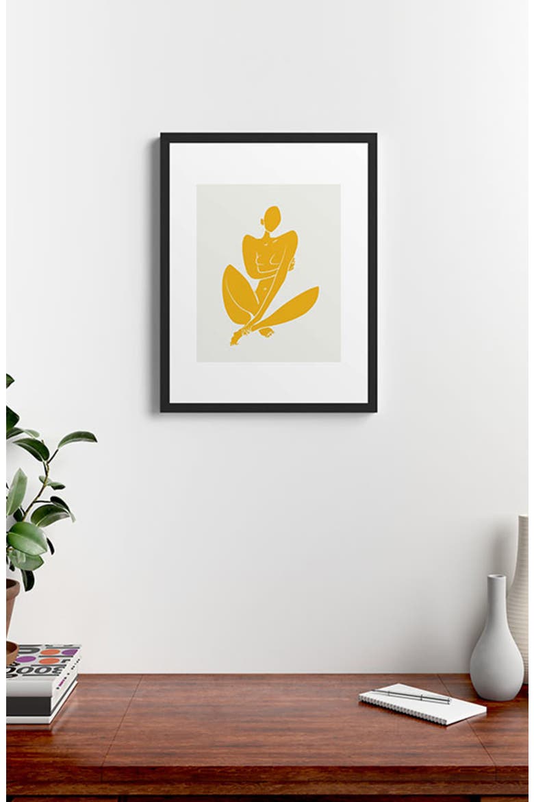 Little Dean Sitting Nude in Yellow Framed Art Print, Alternate, color, YELLOW