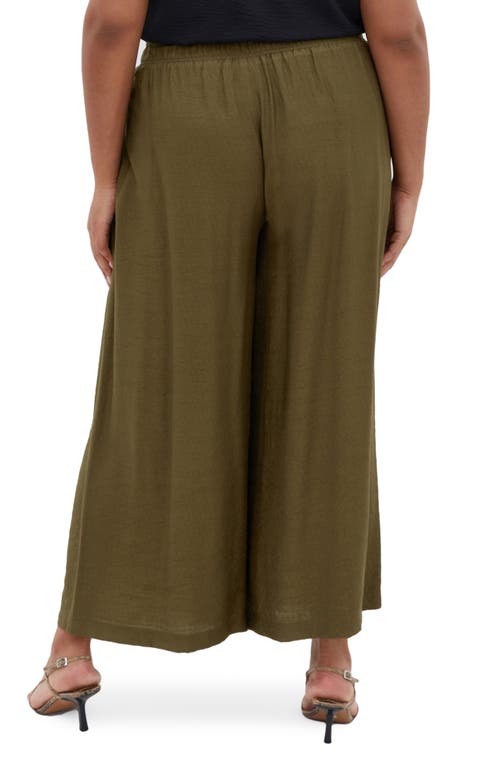 City Chic Sasha Wide Leg Pull-on Pants In Green