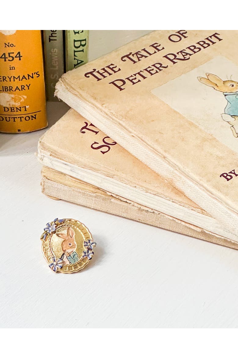 x Peter Rabbit Cameo Brooch, Alternate, color, Gold