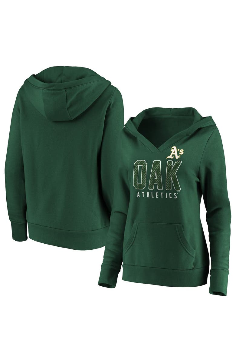 FANATICS Women's Fanatics Branded Green Oakland Athletics Scoreboard V-Neck Pullover Hoodie, Main, color, 