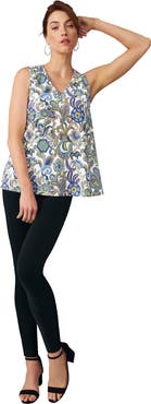 Jessica London Stretch Cotton V-Neck Trapeze Tank