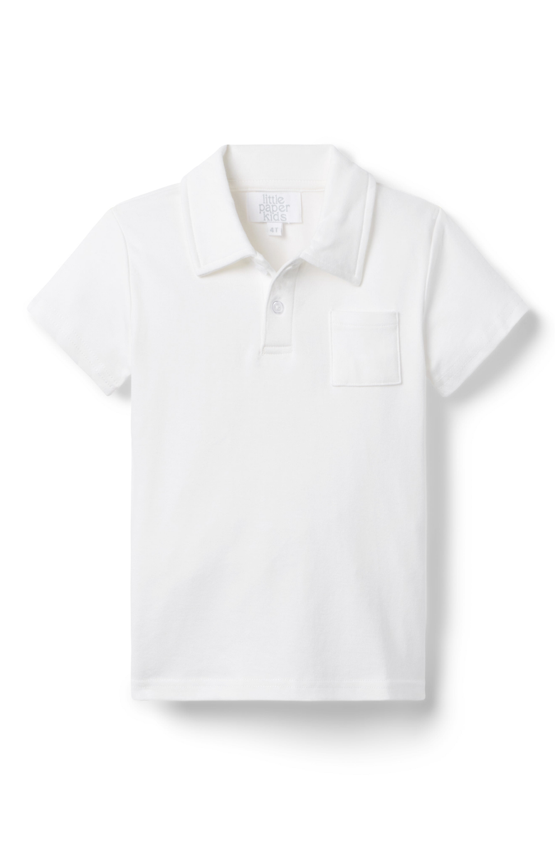 Little Paper Kids Archie Polo Shirt, Main, color, White
