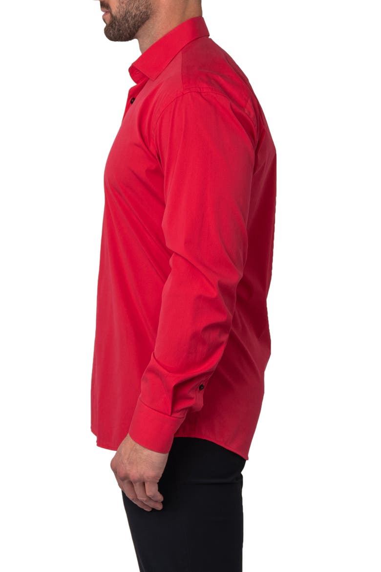 Fibonacci Joyce Red Regular Fit Solid Button-Up Shirt, Alternate, color, RED