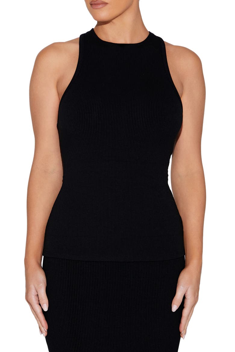 Racerback Rib Tank, Main, color, BLACK