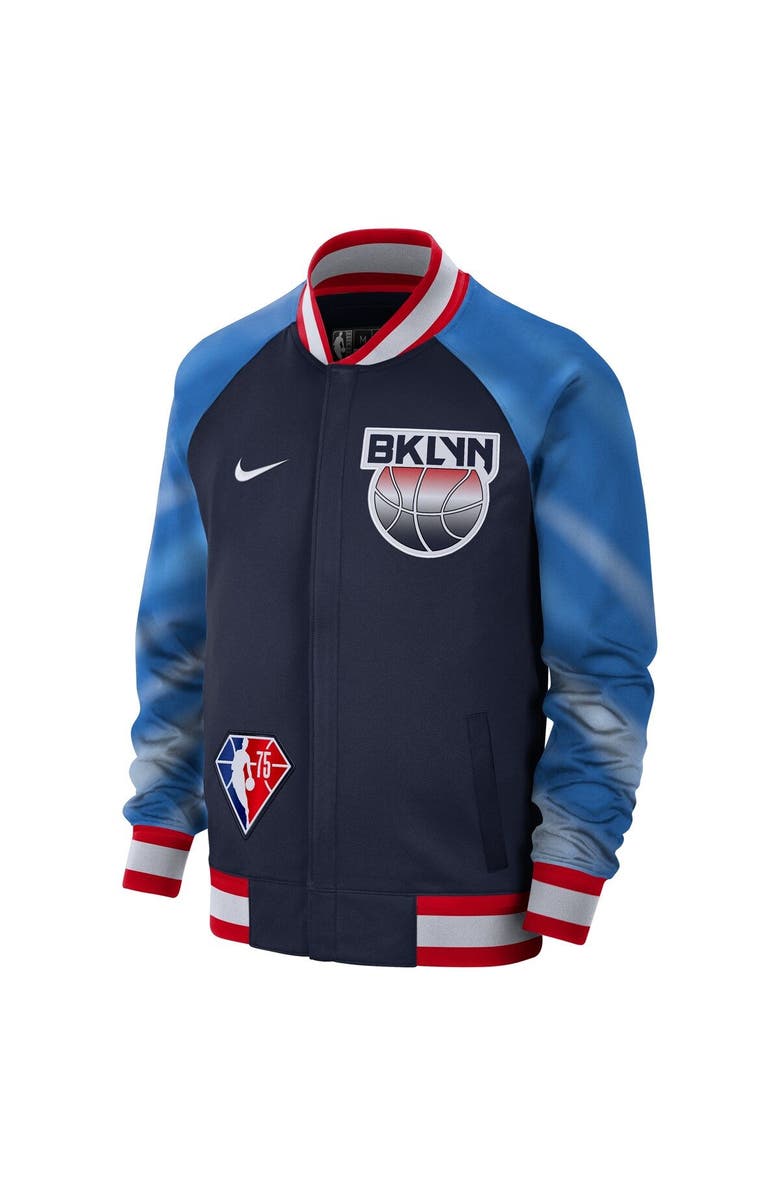 Nike Men's Nike Navy/Red Brooklyn Nets 2021/22 City Edition Therma Flex Showtime Full-Zip Bomber Jacket, Alternate, color, 