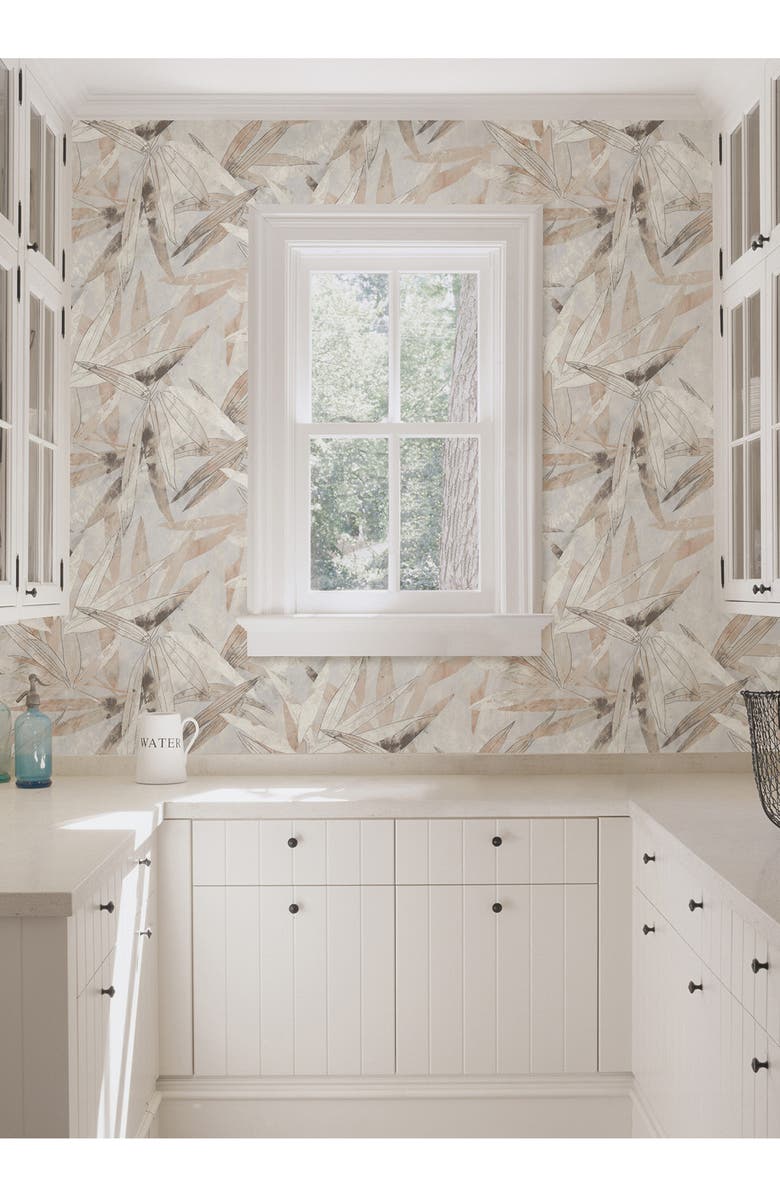 Wallpops Neutral Bali Bamboo Leaves Peel & Stick Wallpaper, Alternate, color, Neutral