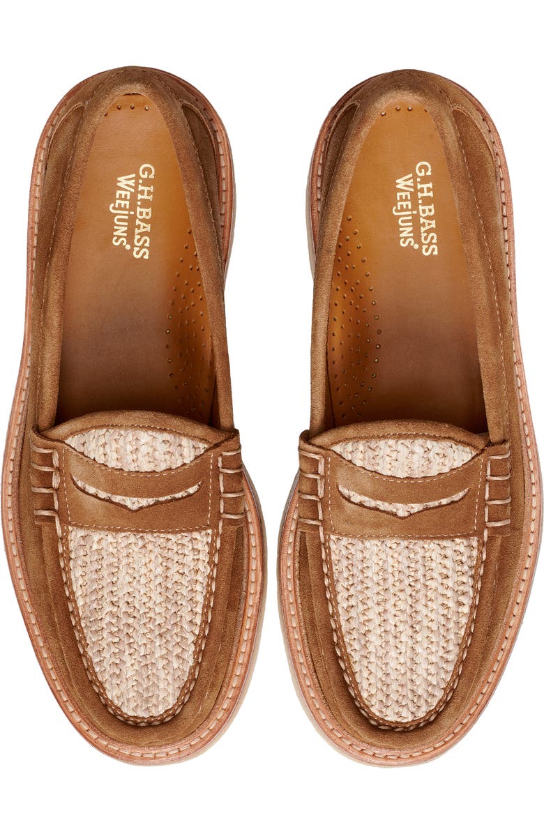 G.H.BASS Larson Mixed Media Penny Loafer, Alternate, color, Cognac/ Natural