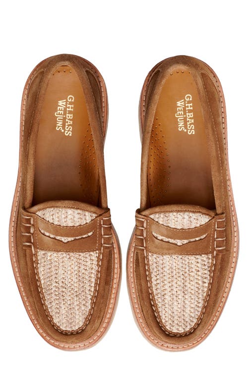G.h.bass Larson Mixed Media Penny Loafer In Cognac/natural