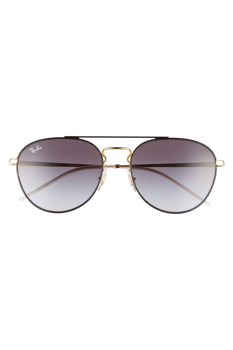 55mm Gradient Lens Round Aviator Sunglasses, Main, color, BLACK GOLD