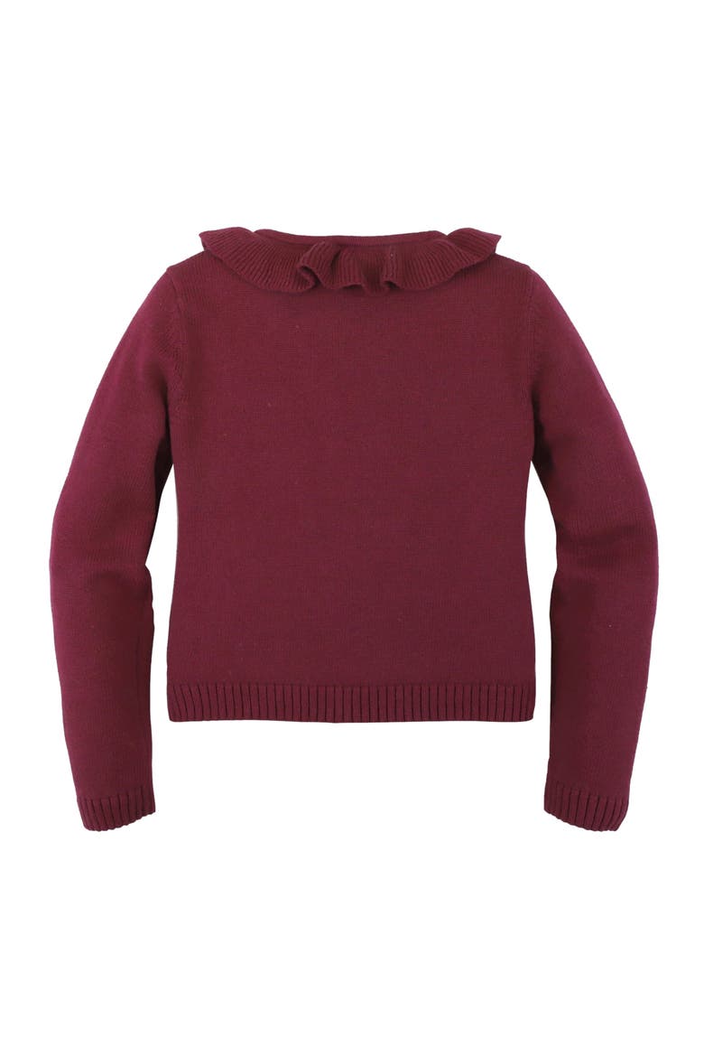 Baby Girls' Ruffle Collar Cardigan, Infant, Alternate, color, Berry Ruffle Collar