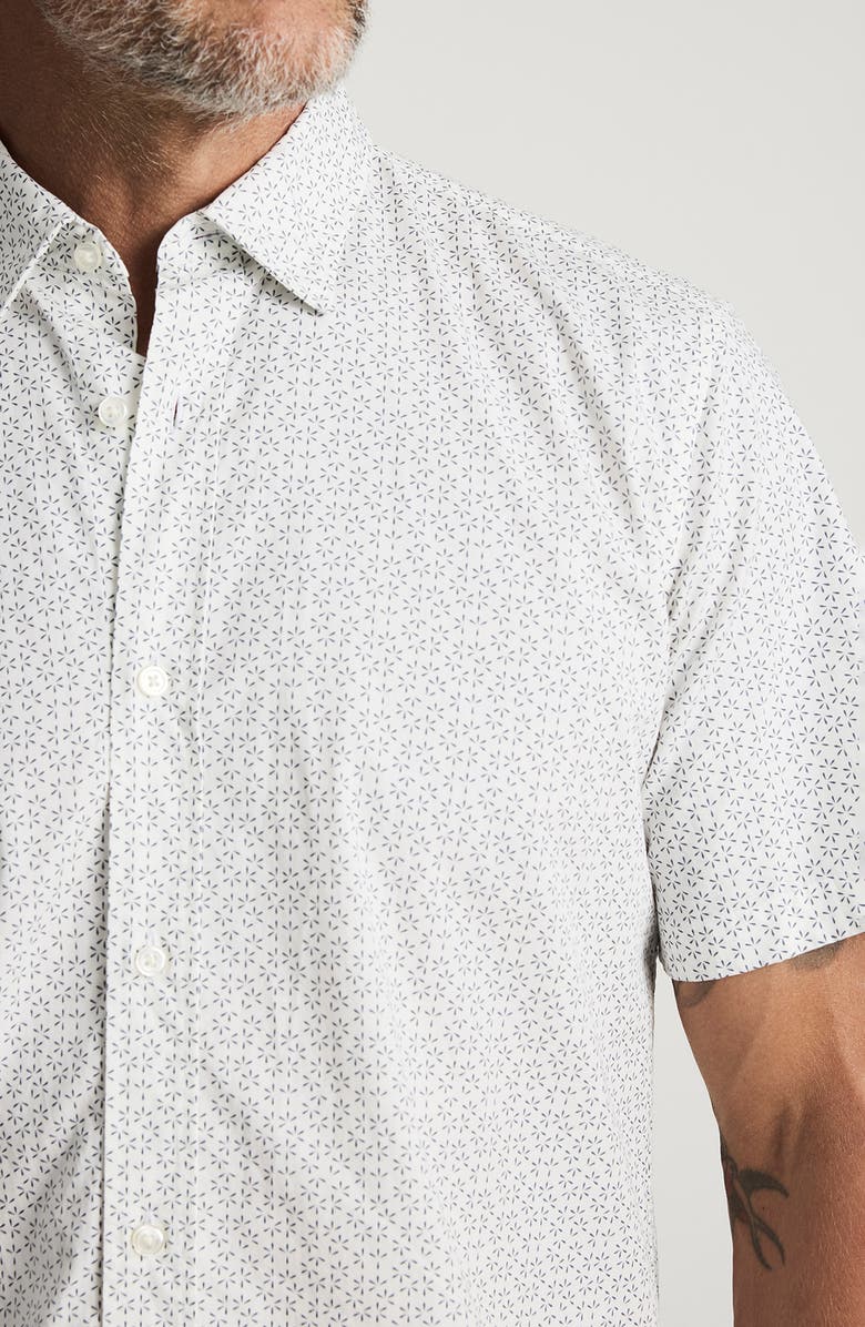 34 Heritage Geo Floral Short Sleeve Stretch Luxe Twill Button-Up Shirt, Alternate, color, Vintage Indigo