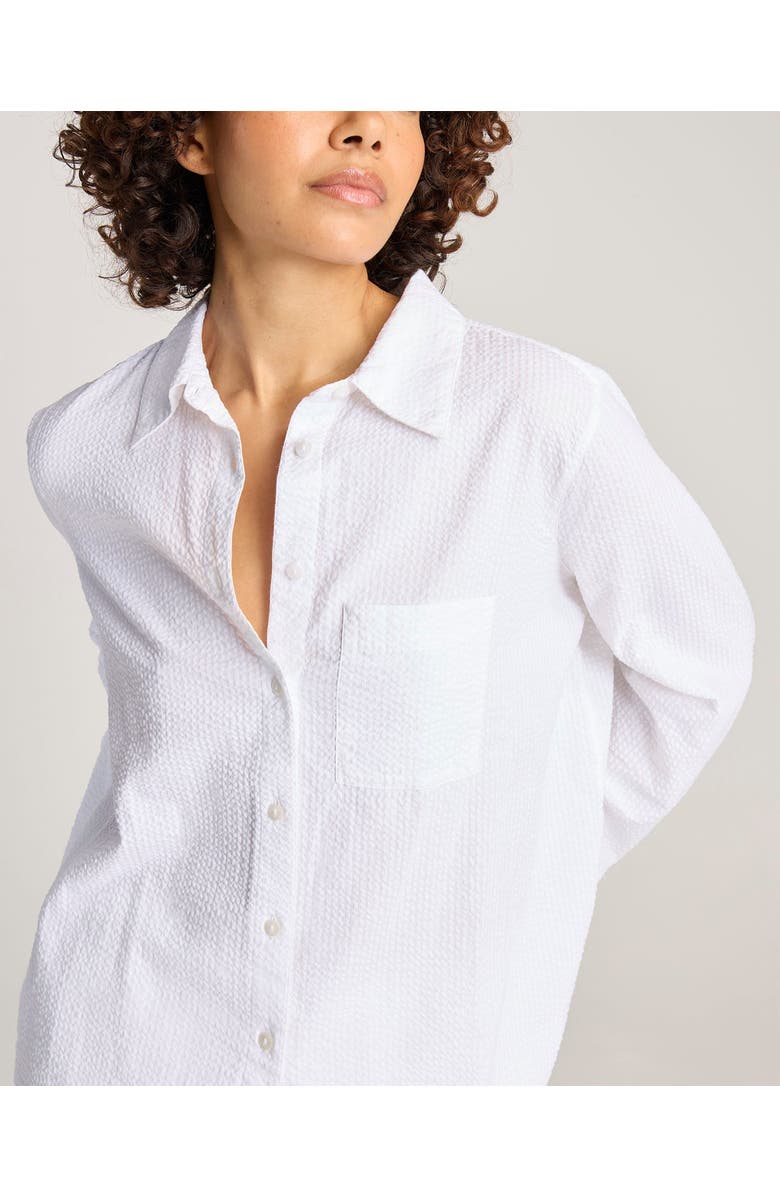 Nudea The Seersucker Boxy Long Sleeve Shirt, Alternate, color, White