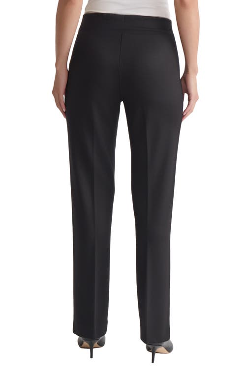 Jones New York Pintuck Pull-on Straight Leg Pants In Black