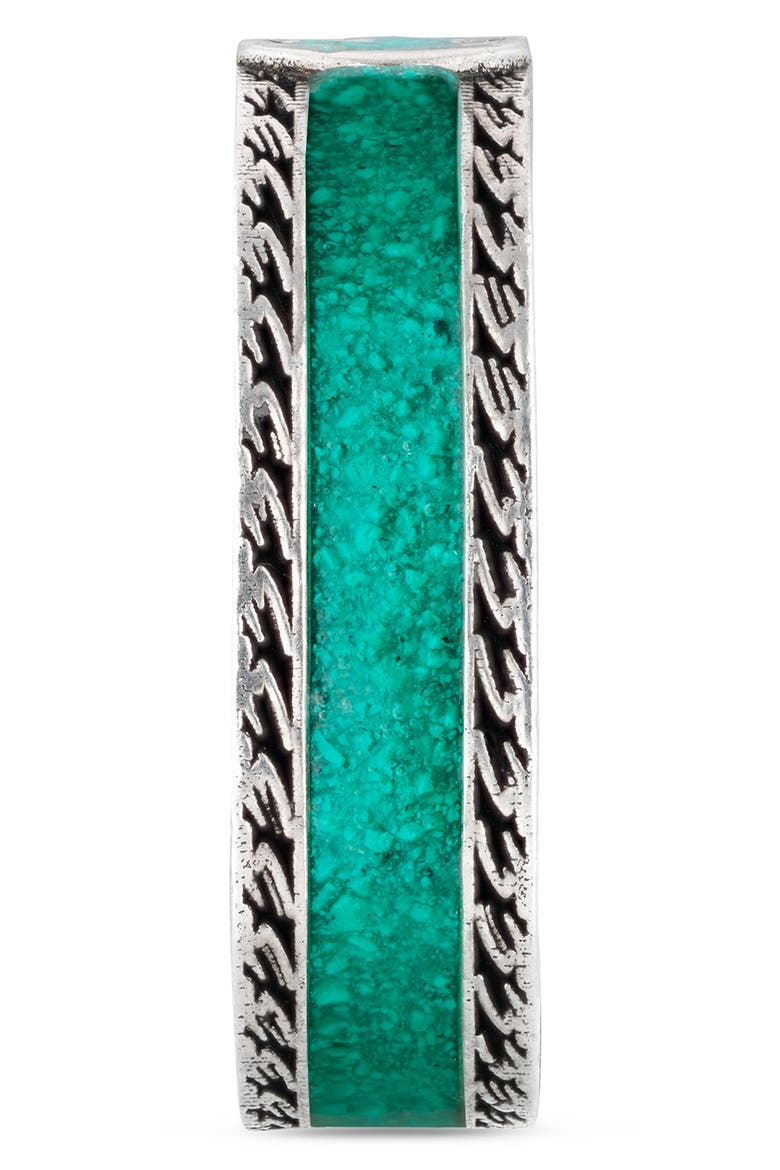 Men's Interlocking-G Band Ring, Alternate, color, SILVER/ TURQUOISE