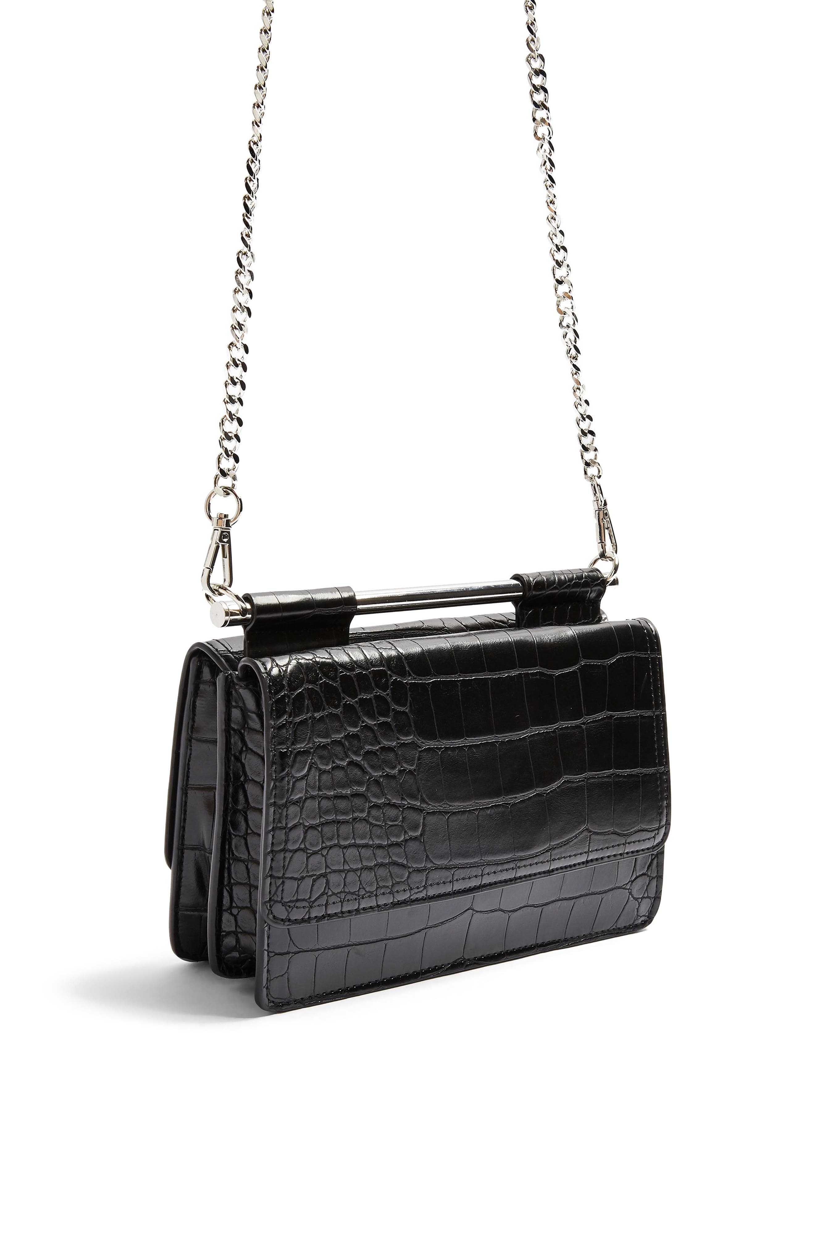 Topshop Embossed Faux Leather Crossbody Bag, Alternate, color, 