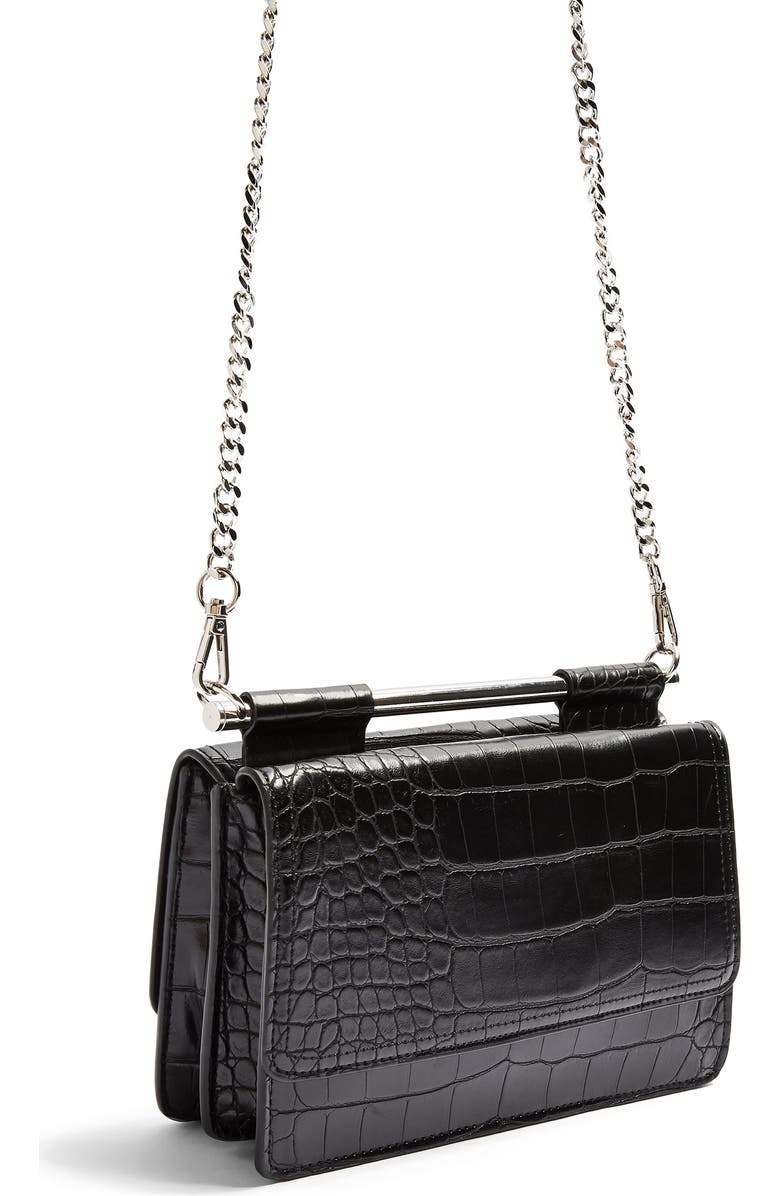 Topshop Embossed Faux Leather Crossbody Bag, Alternate, color,